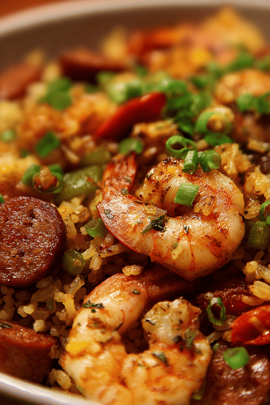 Spicy Shrimp and Sausage Dirty Rice Dish
