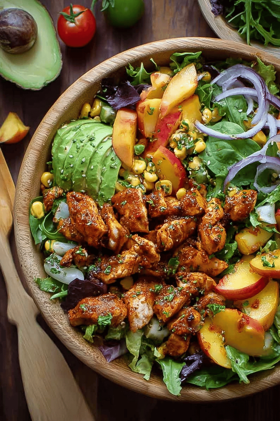 Sweet Spicy Chicken Peach Salad Delight