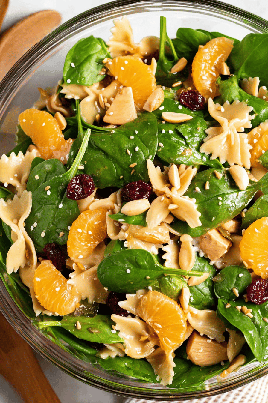 Teriyaki Mandarin Spinach Pasta Salad