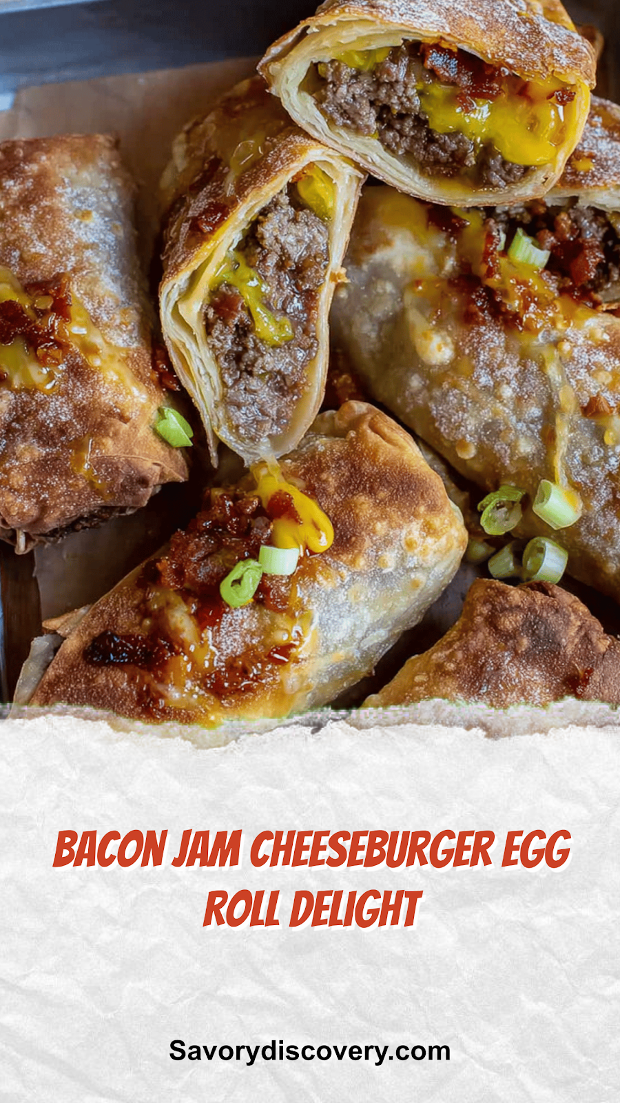 Bacon Jam Cheeseburger Egg Roll Delight