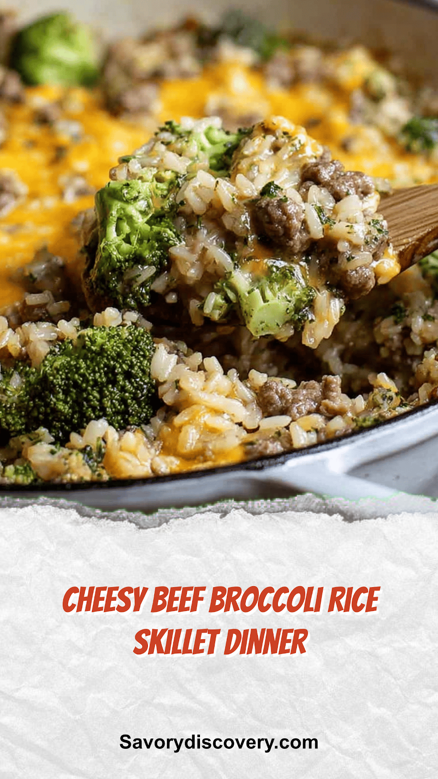 Cheesy Beef Broccoli Rice Skillet Dinner