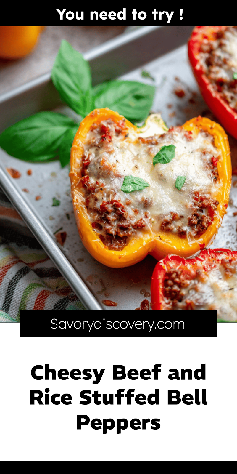 Cheesy Beef and Rice Stuffed Bell Peppers