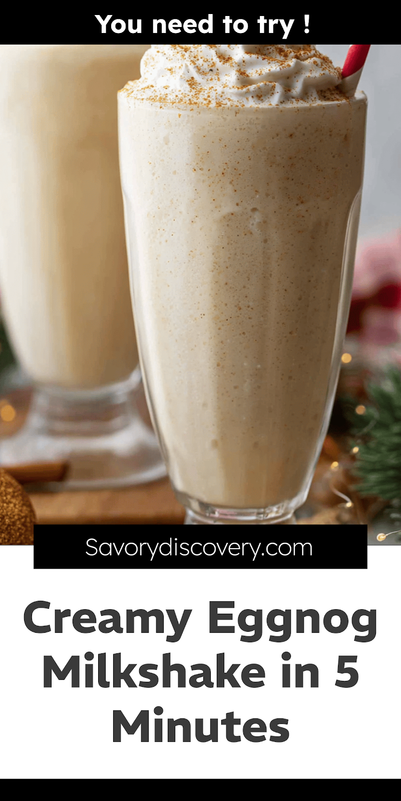 Creamy Eggnog Milkshake in 5 Minutes