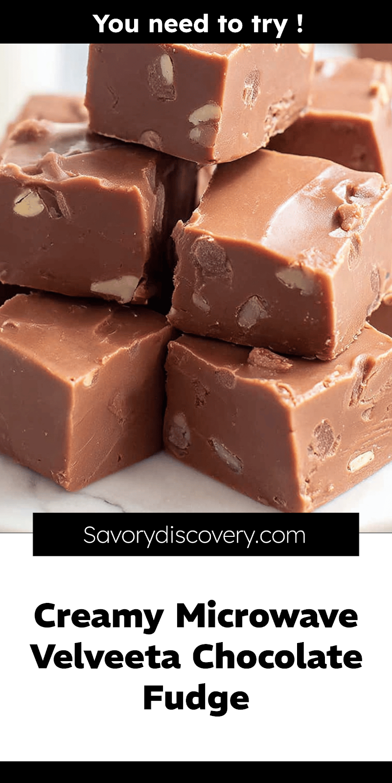 Creamy Microwave Velveeta Chocolate Fudge