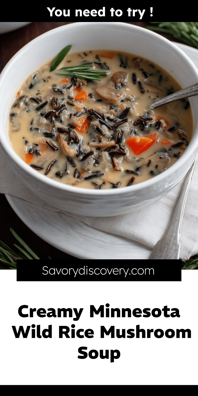 Creamy Minnesota Wild Rice Mushroom Soup