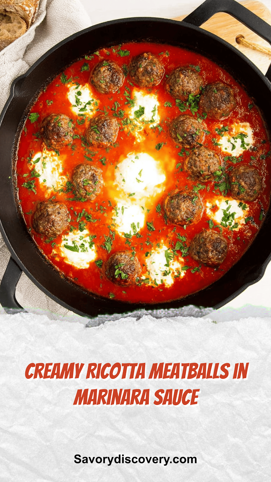 Creamy Ricotta Meatballs in Marinara Sauce