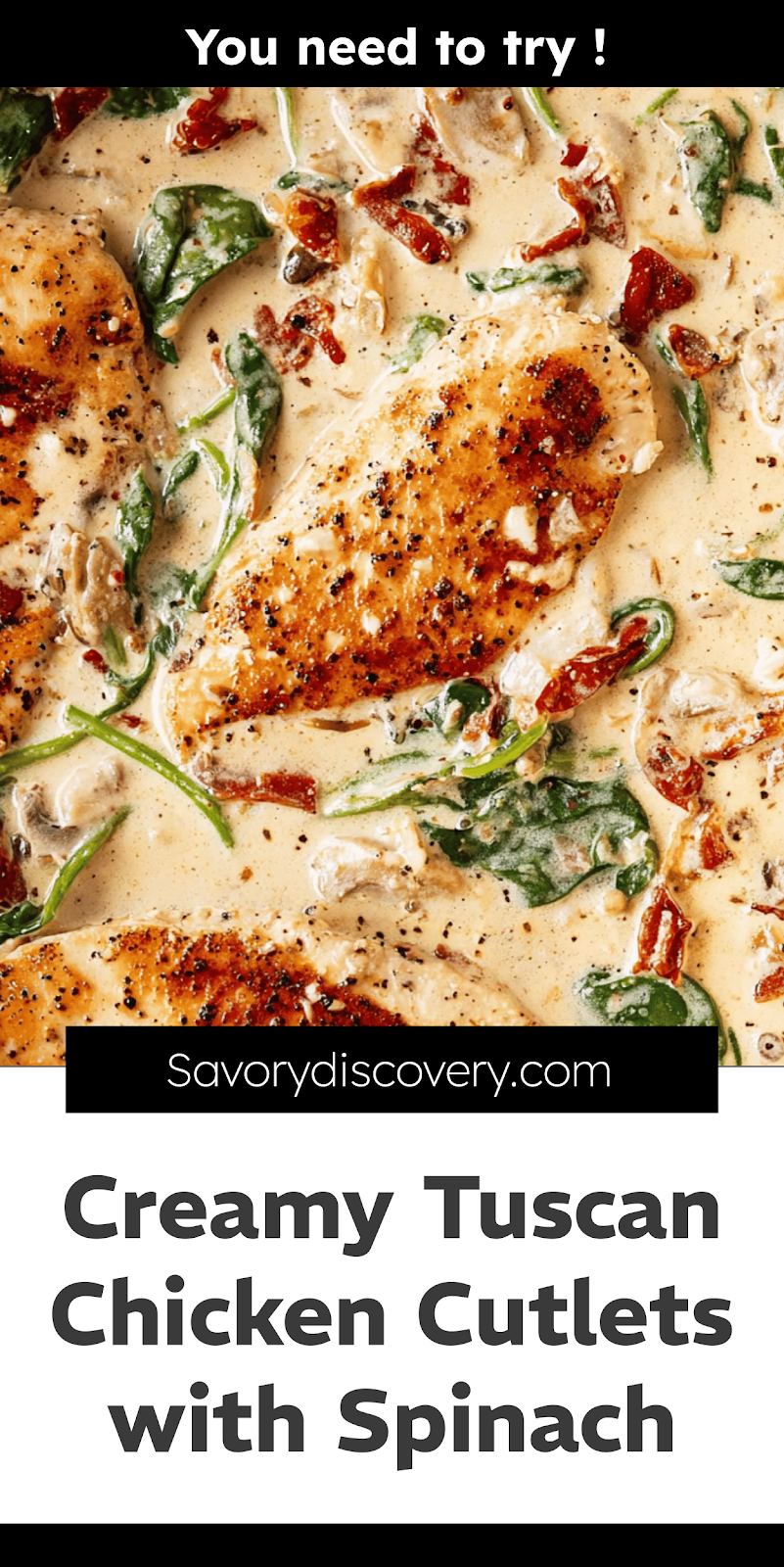Creamy Tuscan Chicken Cutlets with Spinach