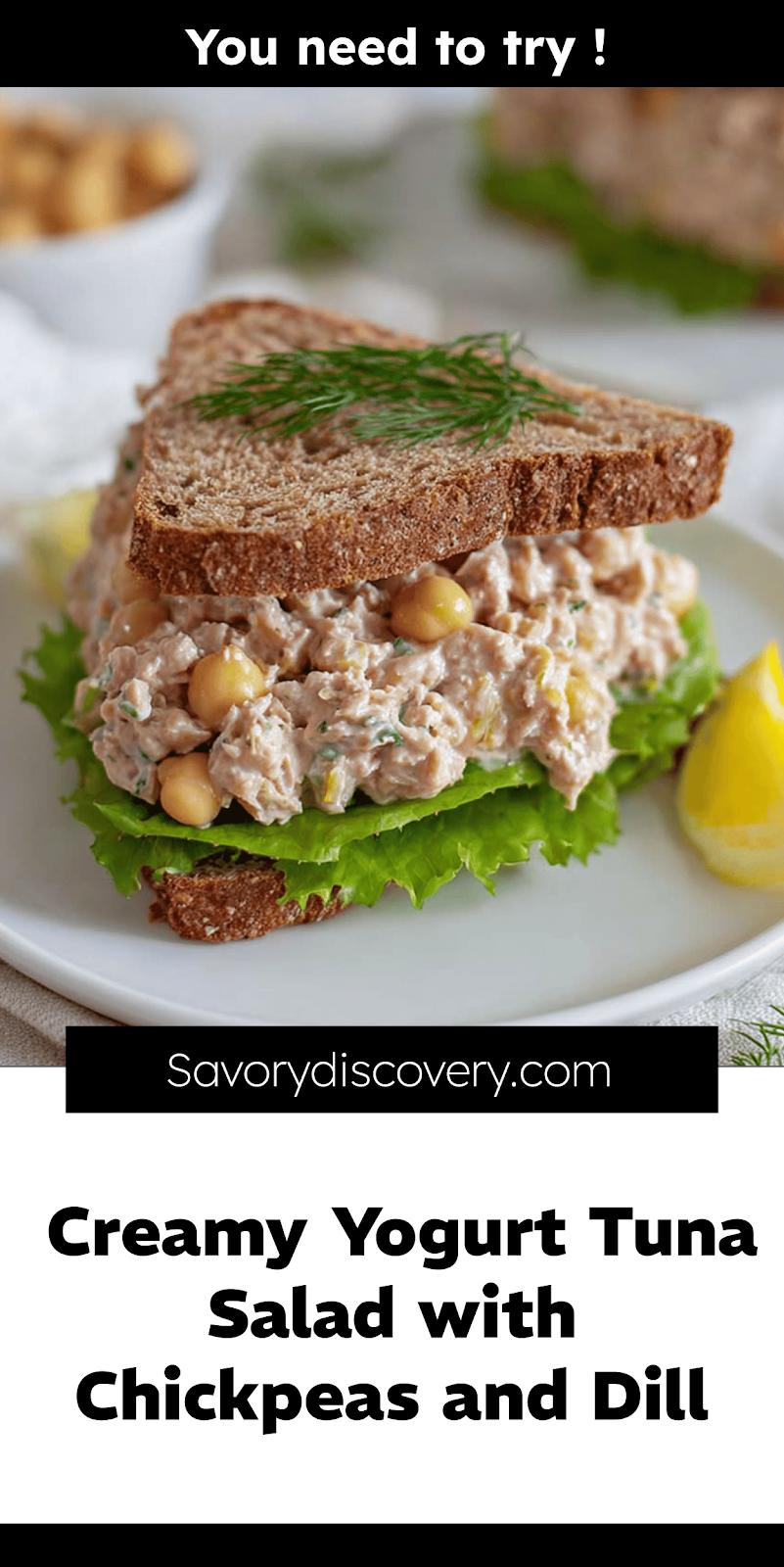 Creamy Yogurt Tuna Salad with Chickpeas and Dill