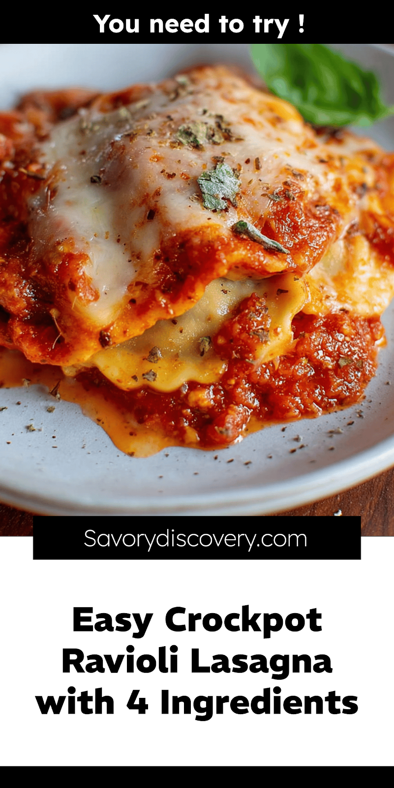 Easy Crockpot Ravioli Lasagna with 4 Ingredients