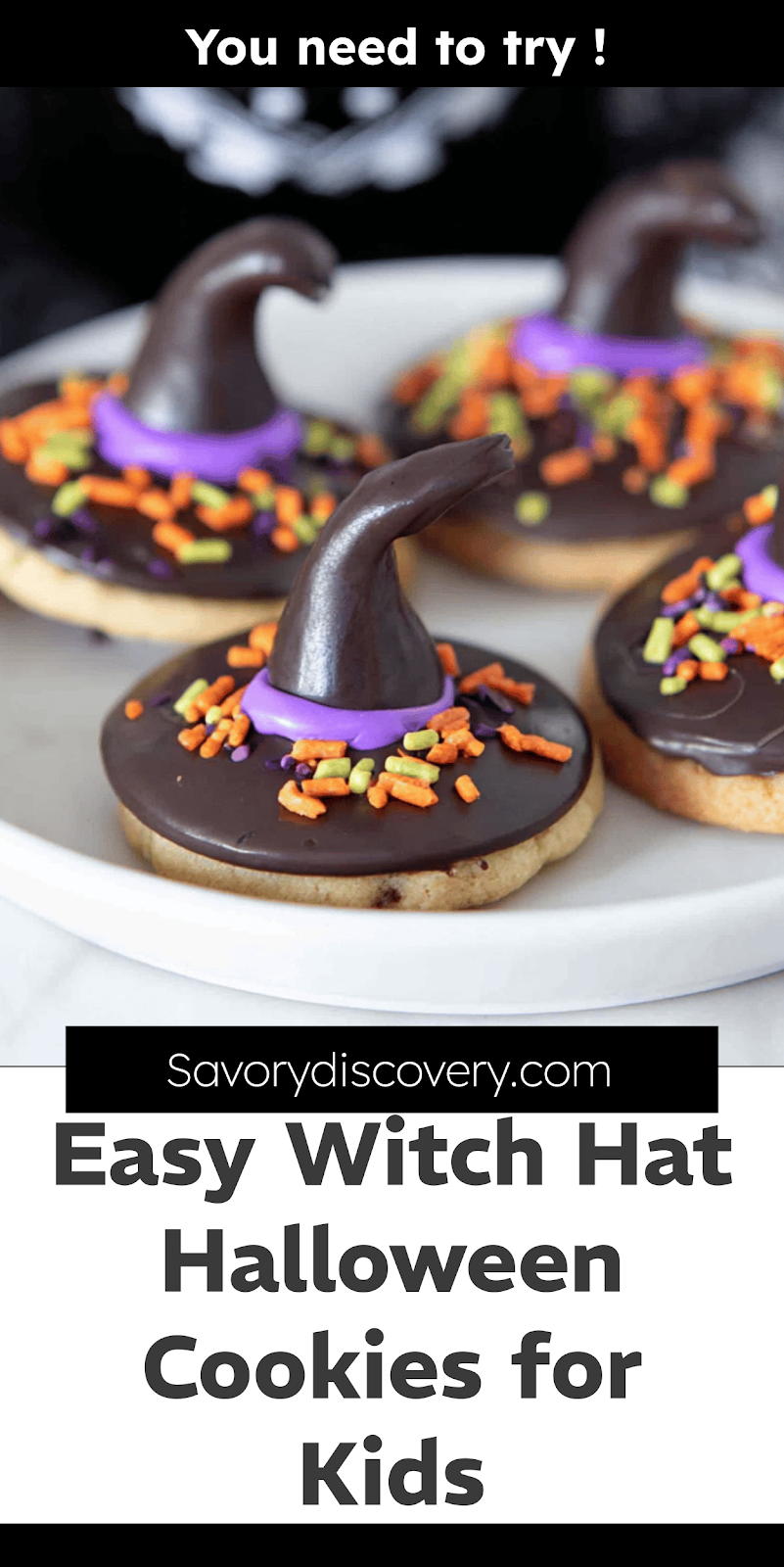 Easy Witch Hat Halloween Cookies for Kids