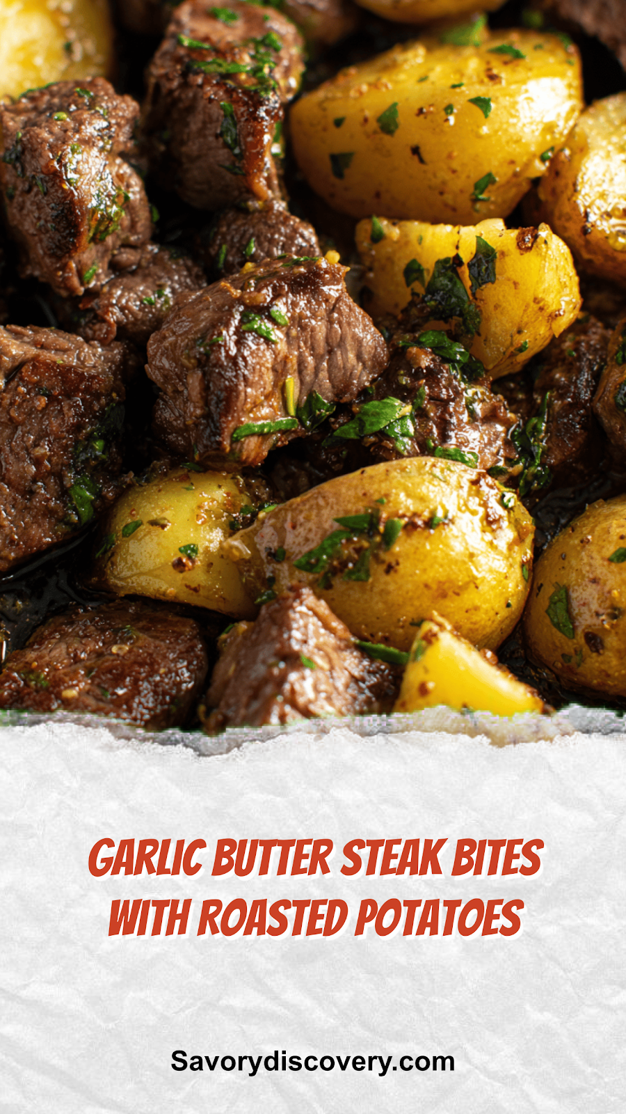 Garlic Butter Steak Bites with Roasted Potatoes