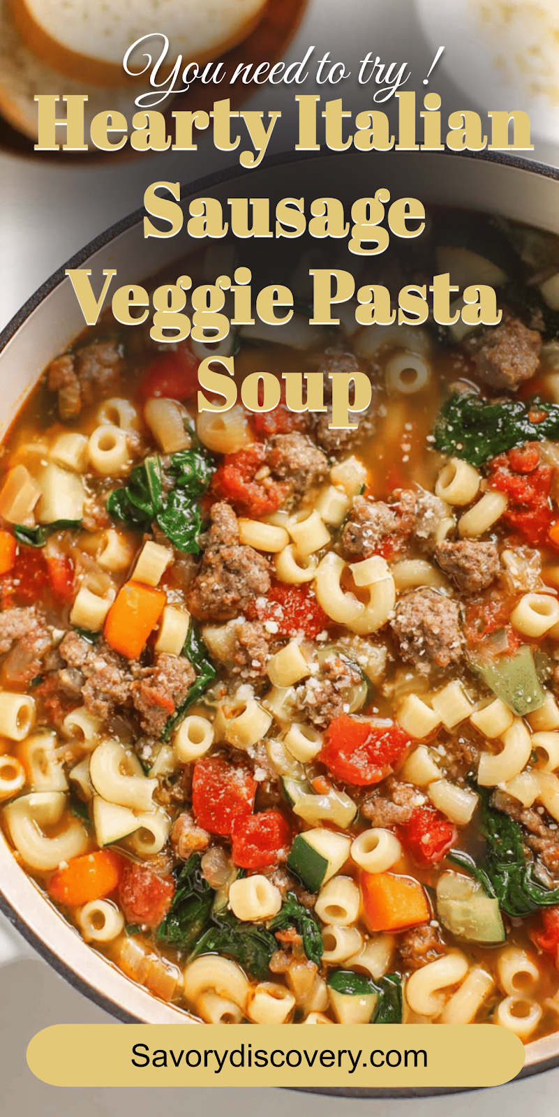 Hearty Italian Sausage Veggie Pasta Soup
