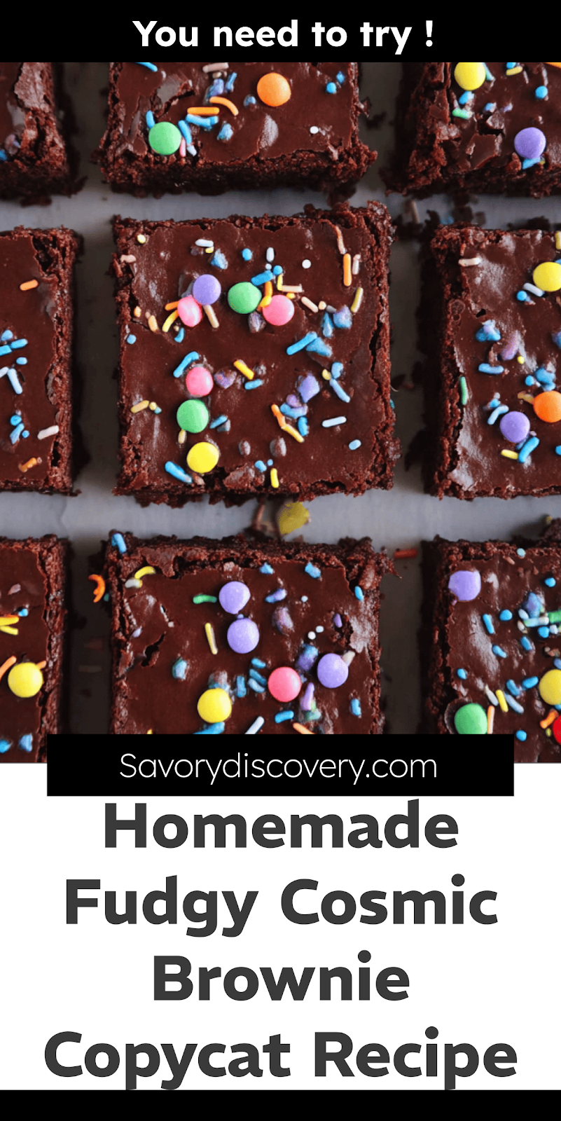 Homemade Fudgy Cosmic Brownie Copycat Recipe