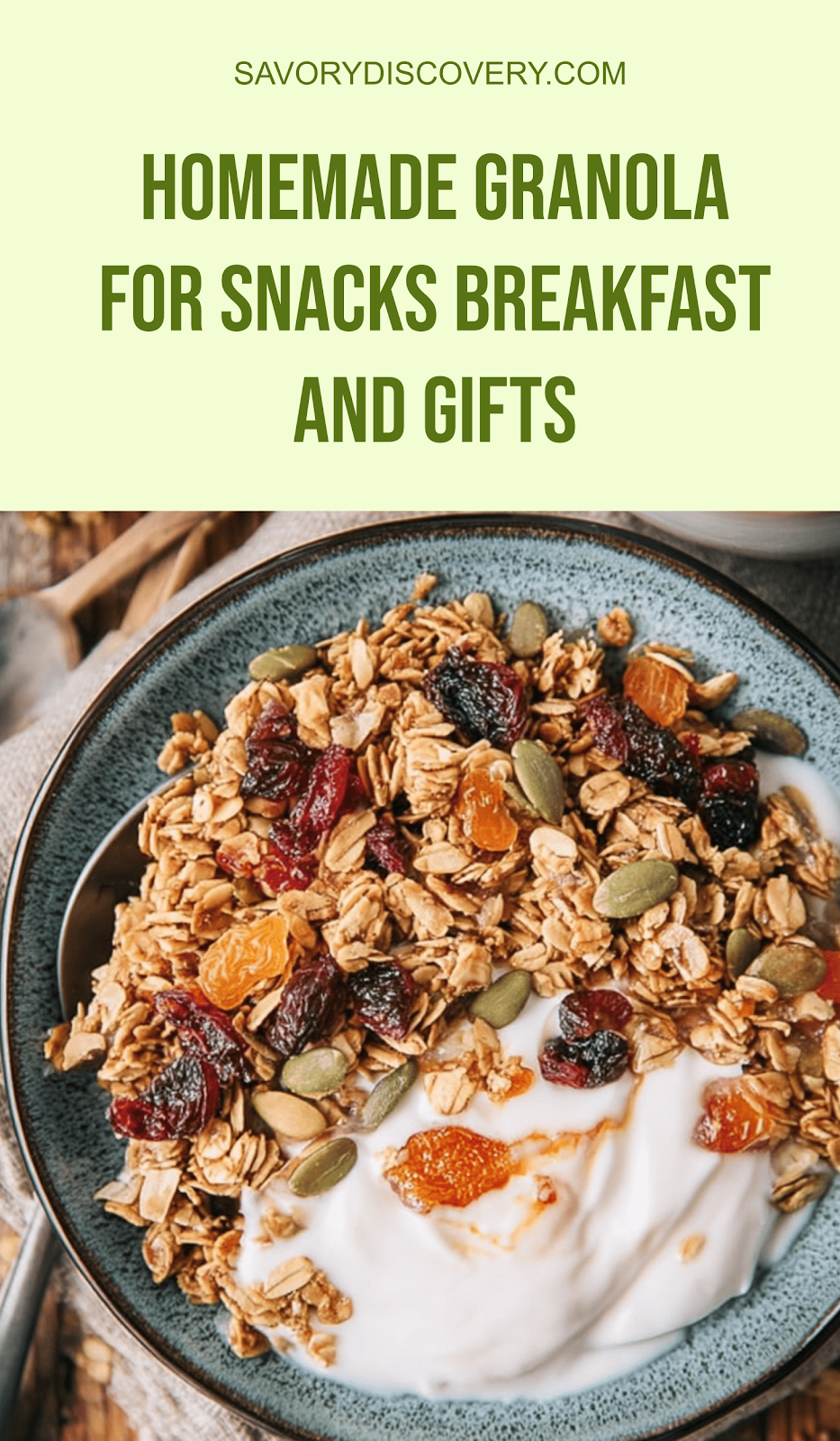 Homemade Granola for Snacks Breakfast and Gifts
