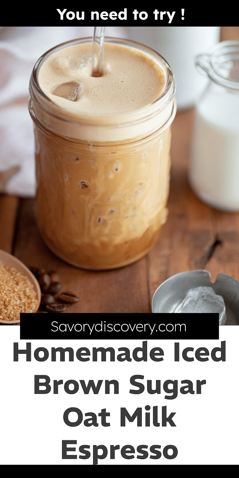 Homemade Iced Brown Sugar Oat Milk Espresso