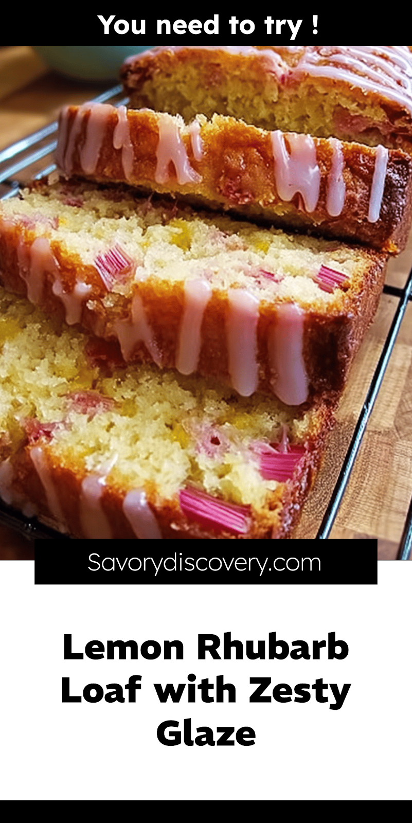 Lemon Rhubarb Loaf with Zesty Glaze
