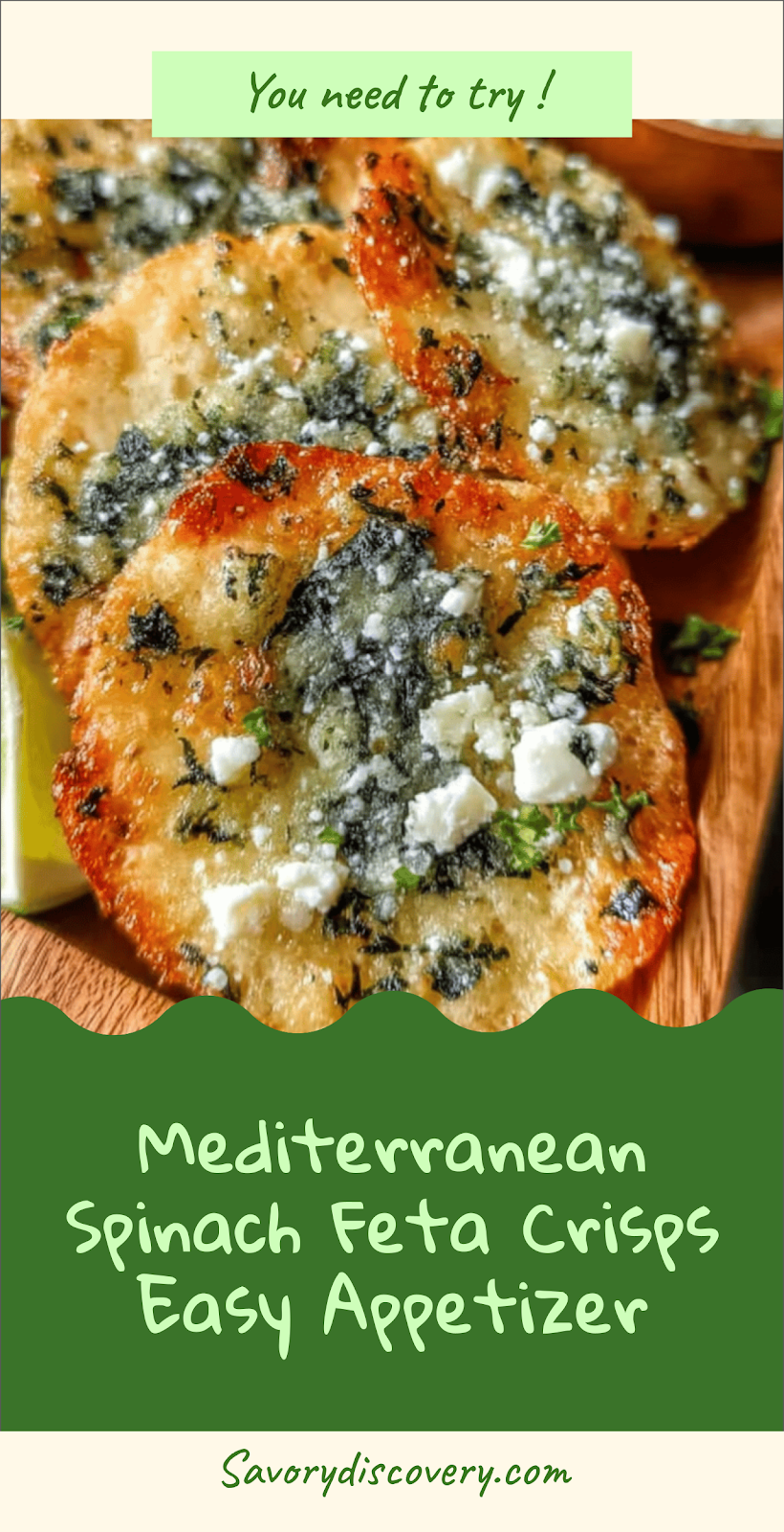 Mediterranean Spinach Feta Crisps Easy Appetizer