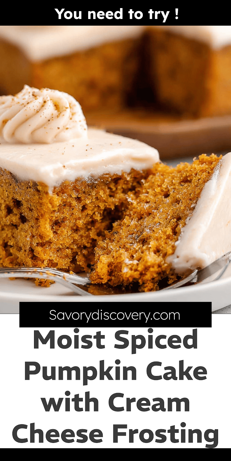 Moist Spiced Pumpkin Cake with Cream Cheese Frosting