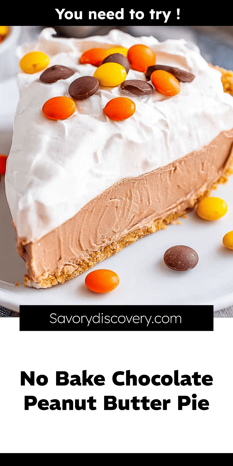 No Bake Chocolate Peanut Butter Pie