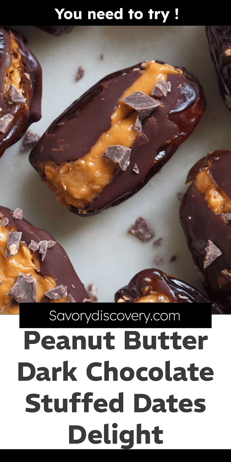 Peanut Butter Dark Chocolate Stuffed Dates Delight