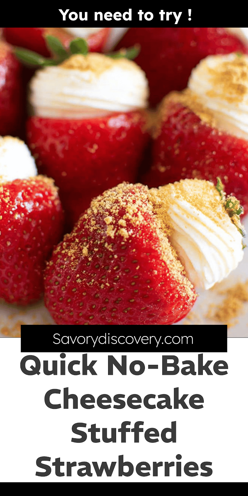 Quick No-Bake Cheesecake Stuffed Strawberries