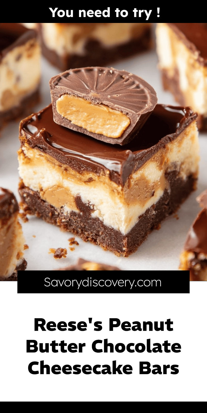 Reese's Peanut Butter Chocolate Cheesecake Bars
