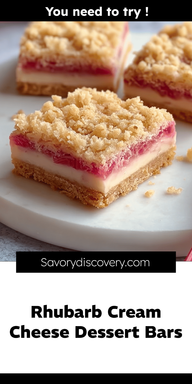 Rhubarb Cream Cheese Dessert Bars