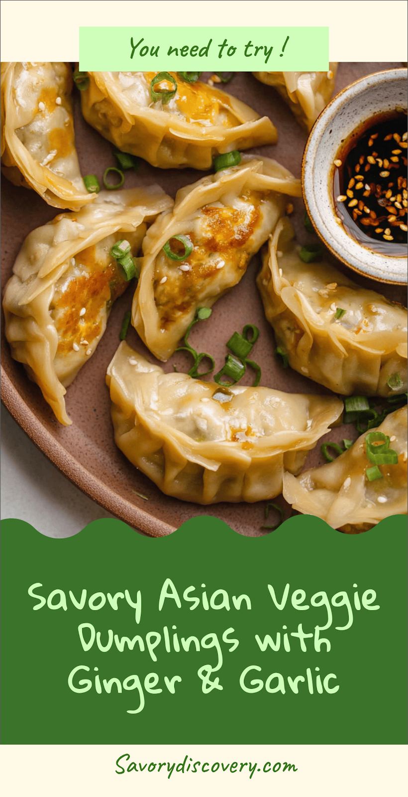 Savory Asian Veggie Dumplings with Ginger & Garlic
