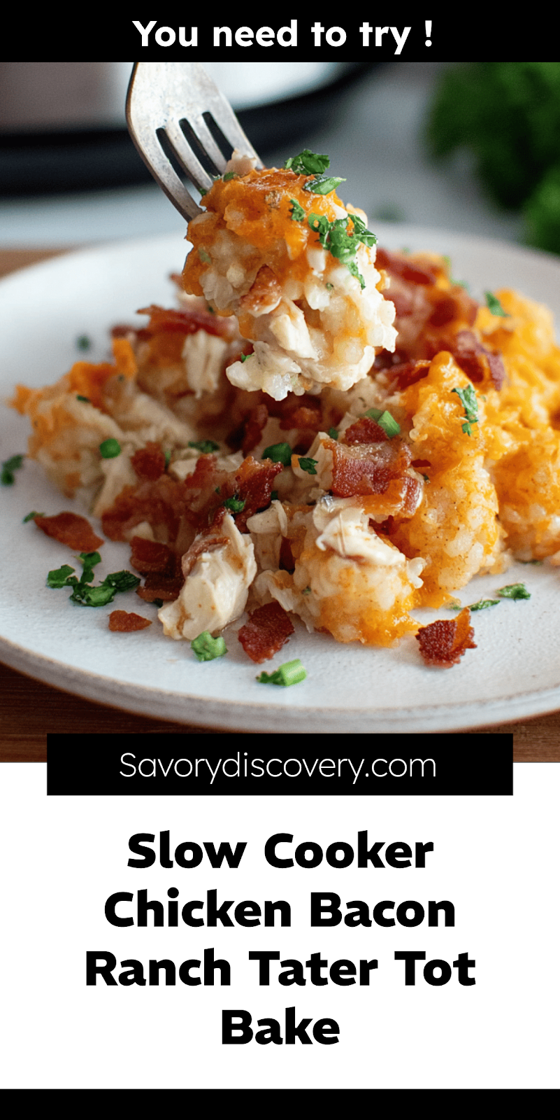 Slow Cooker Chicken Bacon Ranch Tater Tot Bake