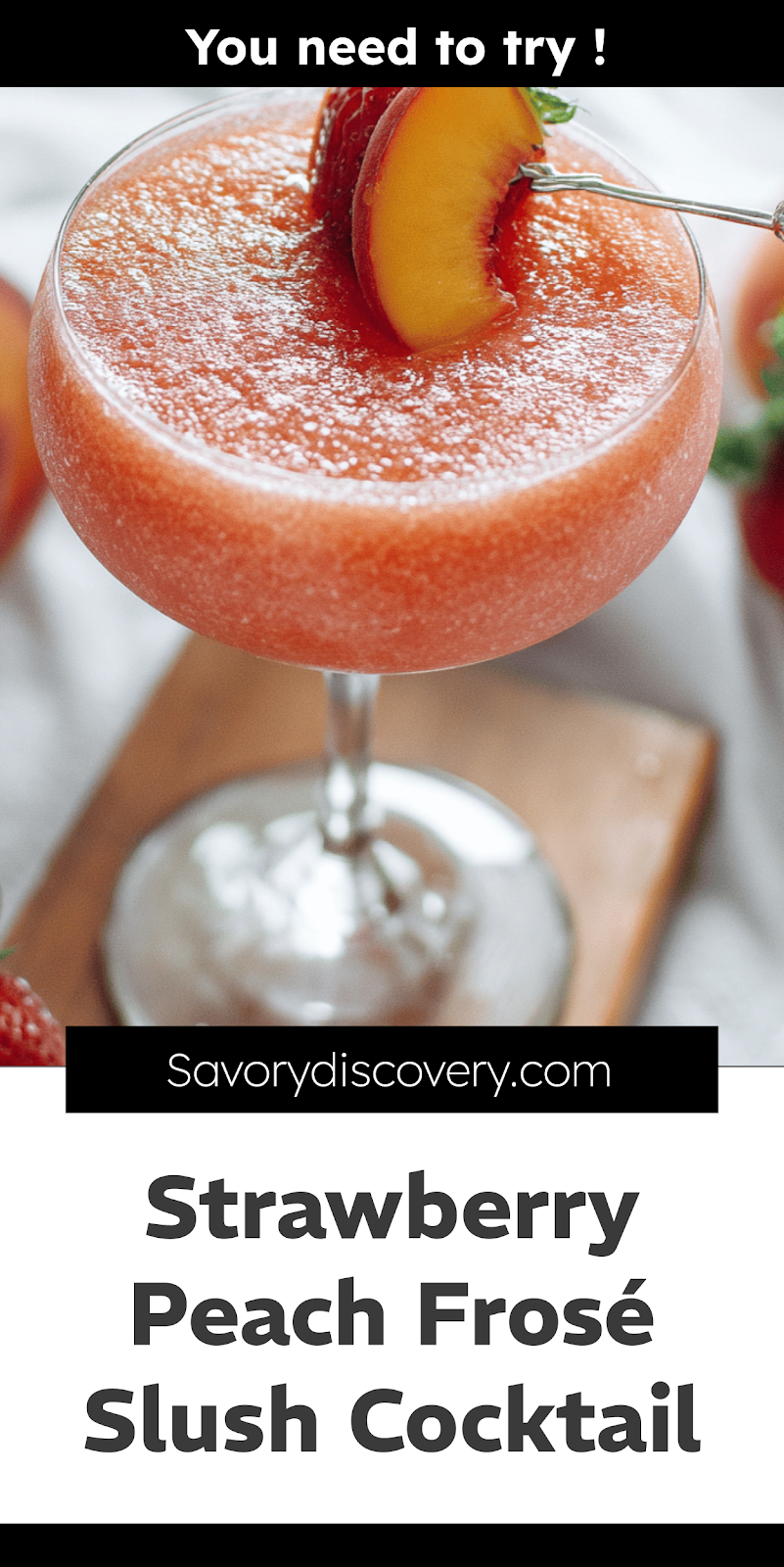 Strawberry Peach Frosé Slush Cocktail