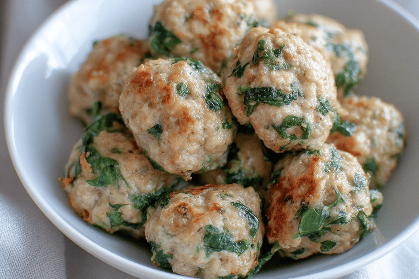 Baked Chicken Spinach Meatballs in 30 Minutes