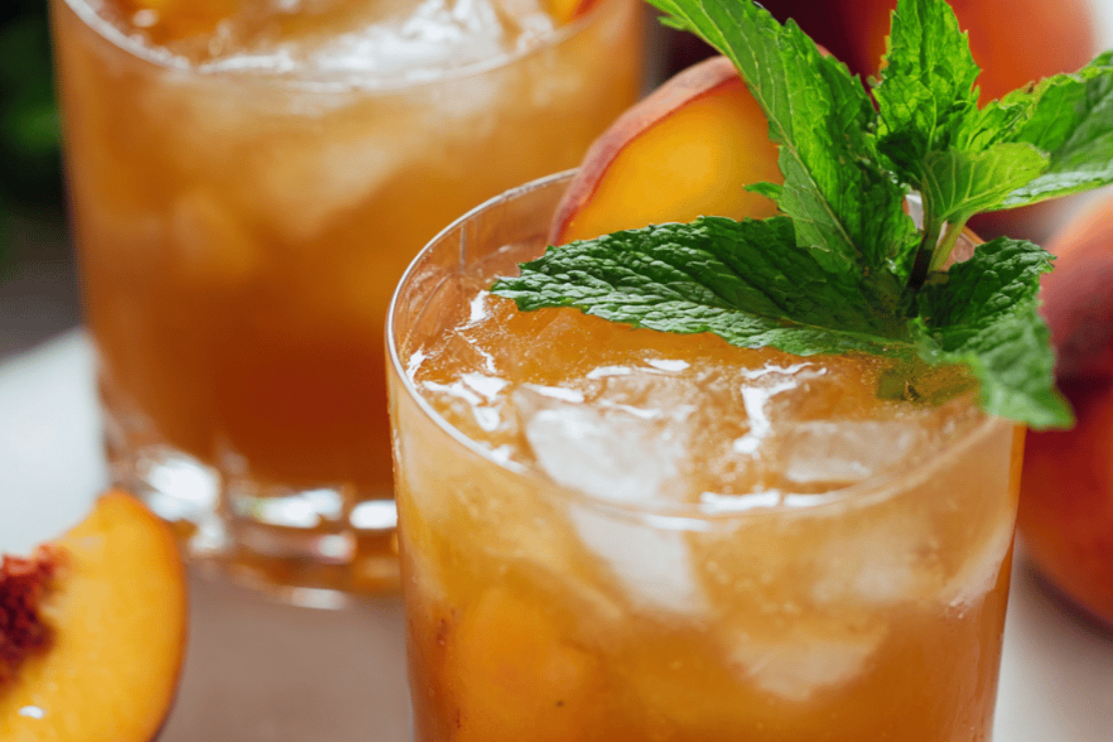 Bourbon Peach Smash Summer Cocktail