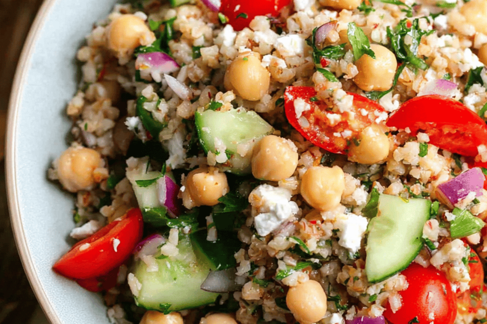 Bulgur Salad with Chickpeas and Lemon Dressing