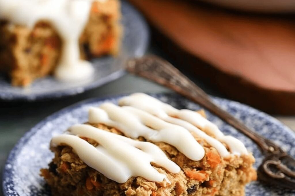Carrot Oatmeal Bars with Cream Cheese Glaze