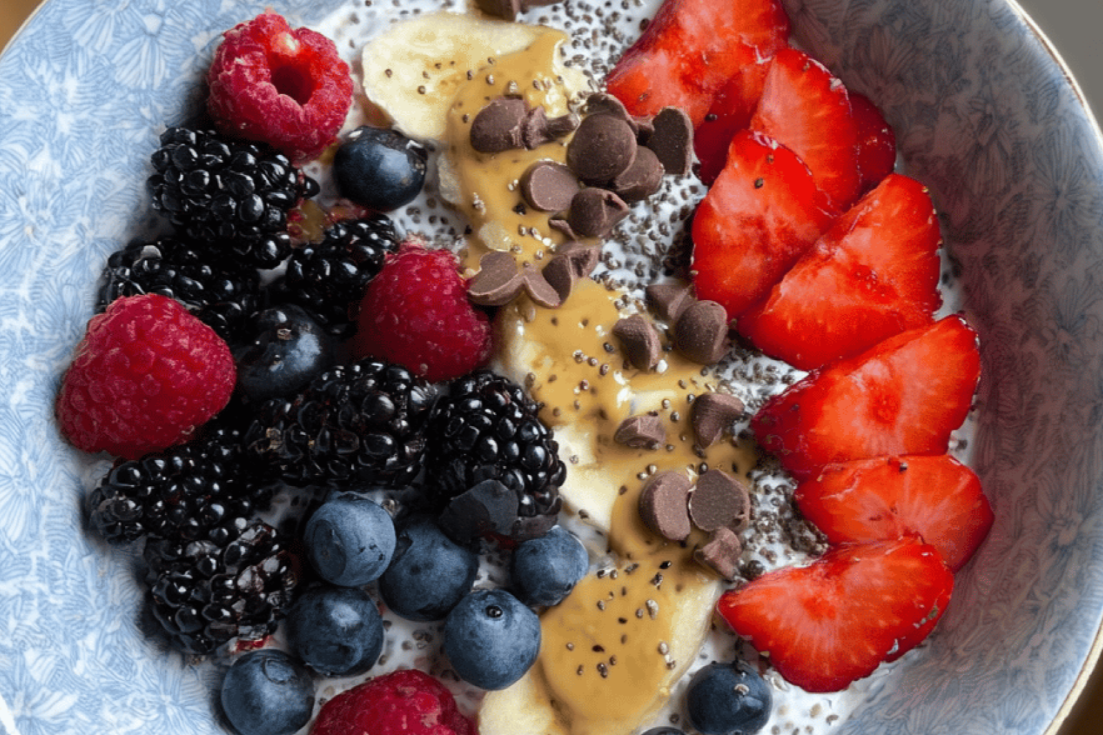Chia Yogurt Breakfast Bowl with Fruit & Toppings