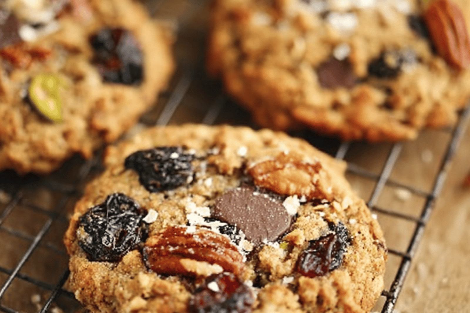 Chocolate Cherry Pistachio Pecan Oatmeal Cookies