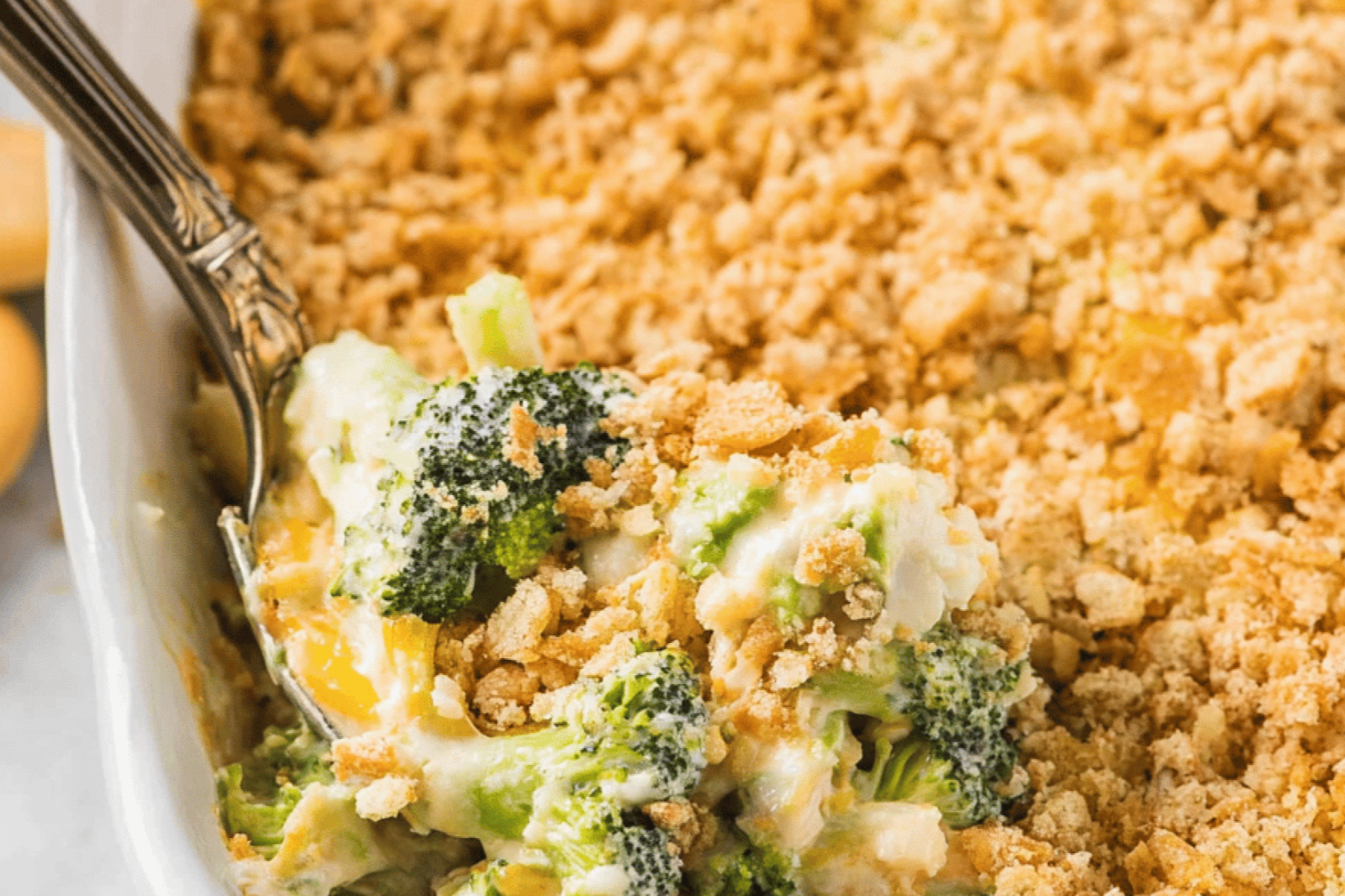 Creamy Broccoli Cheese Casserole with Ritz Topping