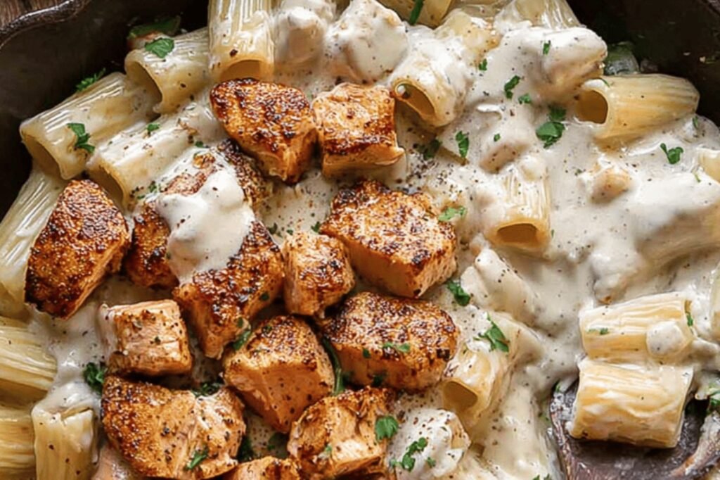 Creamy Cajun Salmon Rigatoni Delight