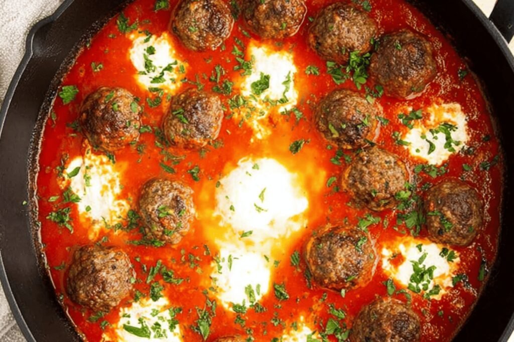 Creamy Ricotta Meatballs in Marinara Sauce