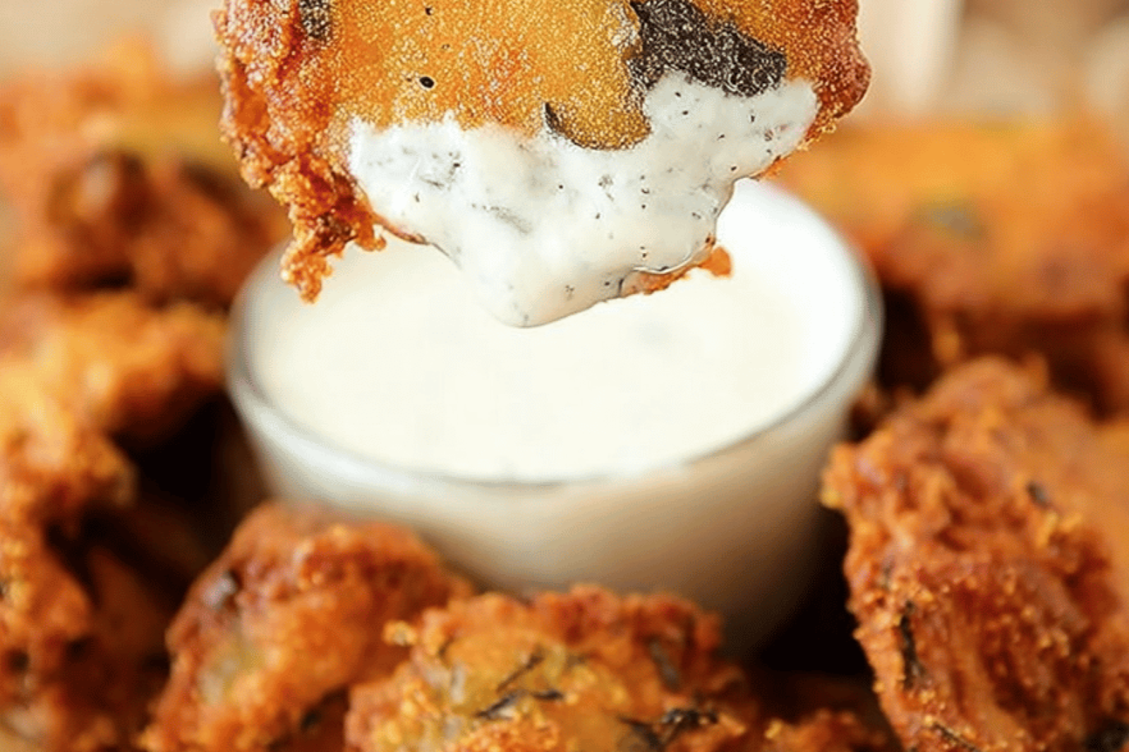 Crispy Dill Pickle Fritters with Cornmeal Batter