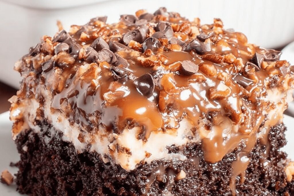 Decadent German Chocolate Poke Cake