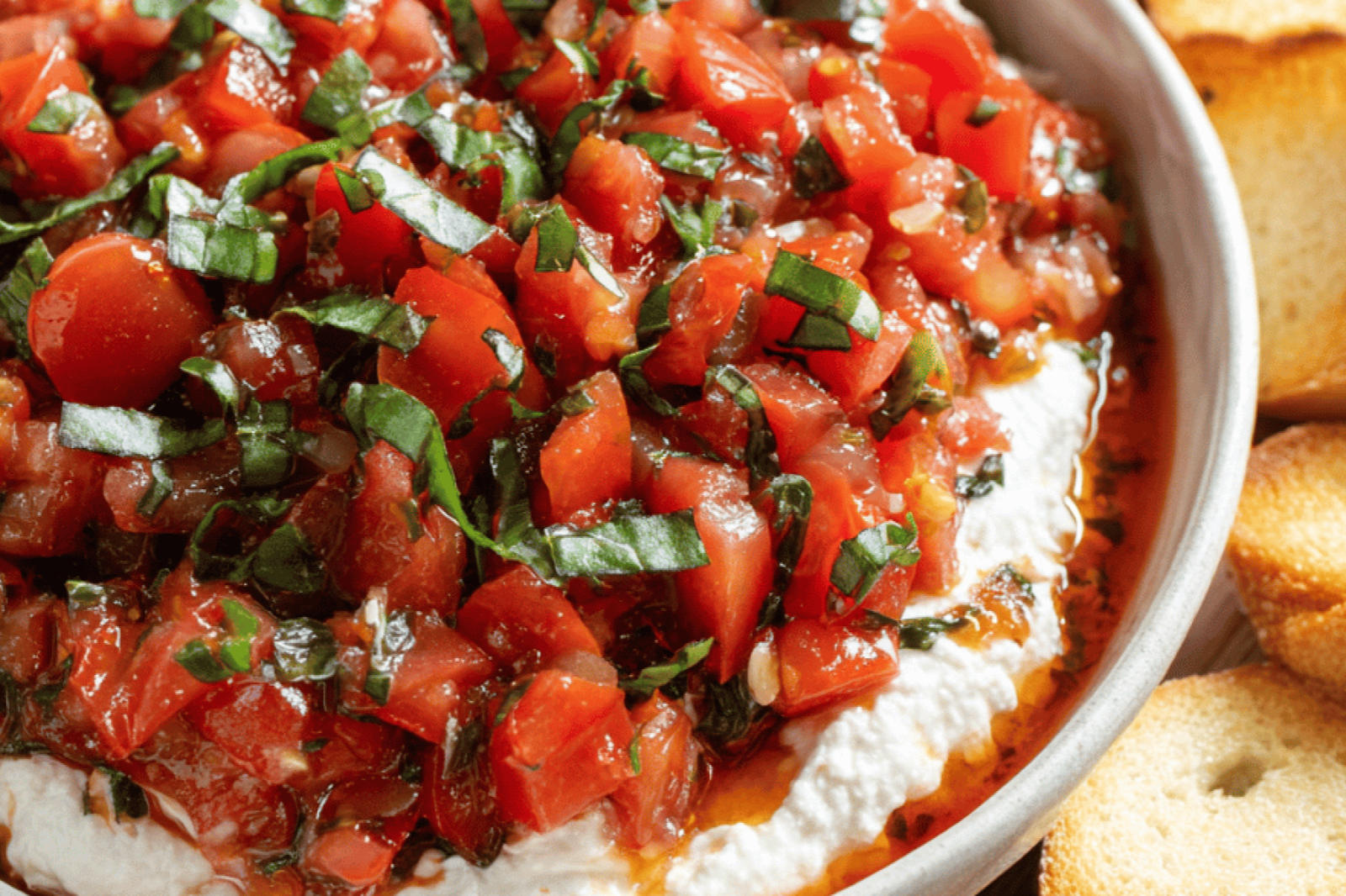 Easy Bruschetta Dip with Crostini