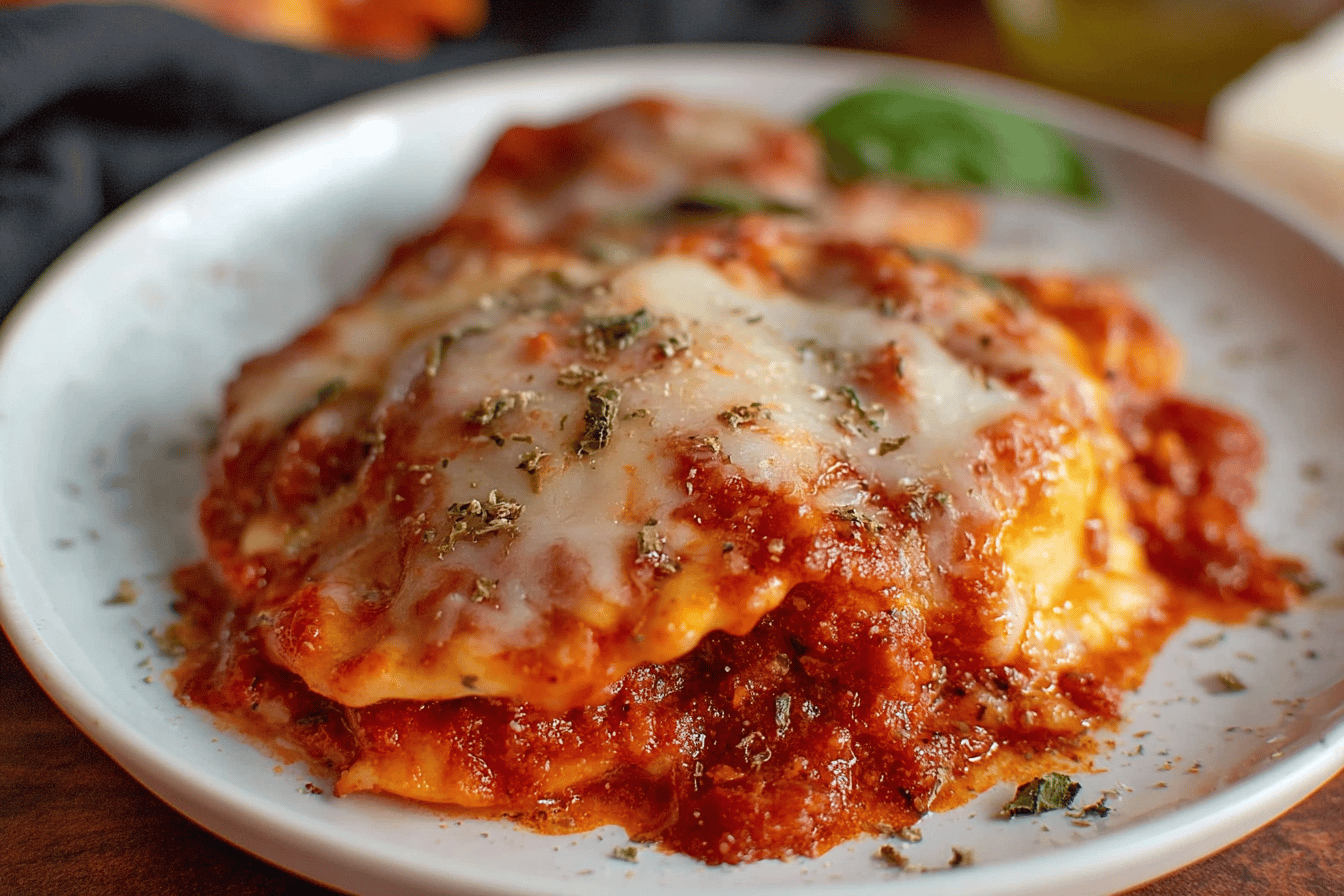 Easy Crockpot Ravioli Lasagna with 4 Ingredients