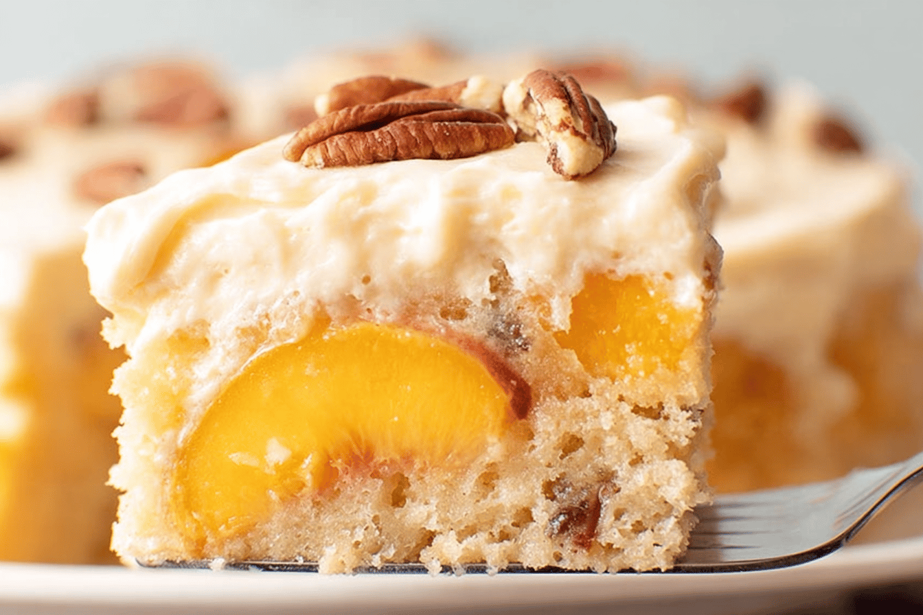 Easy Fresh Peach Cake with Brown Butter Frosting