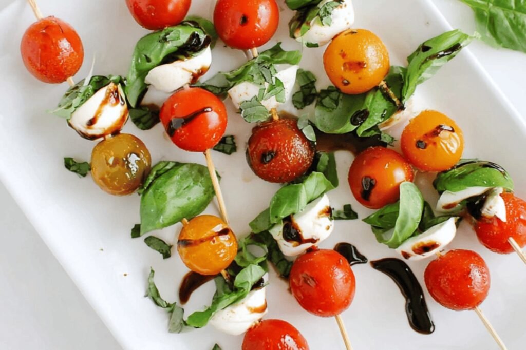 Fresh Caprese Skewers with Balsamic Glaze