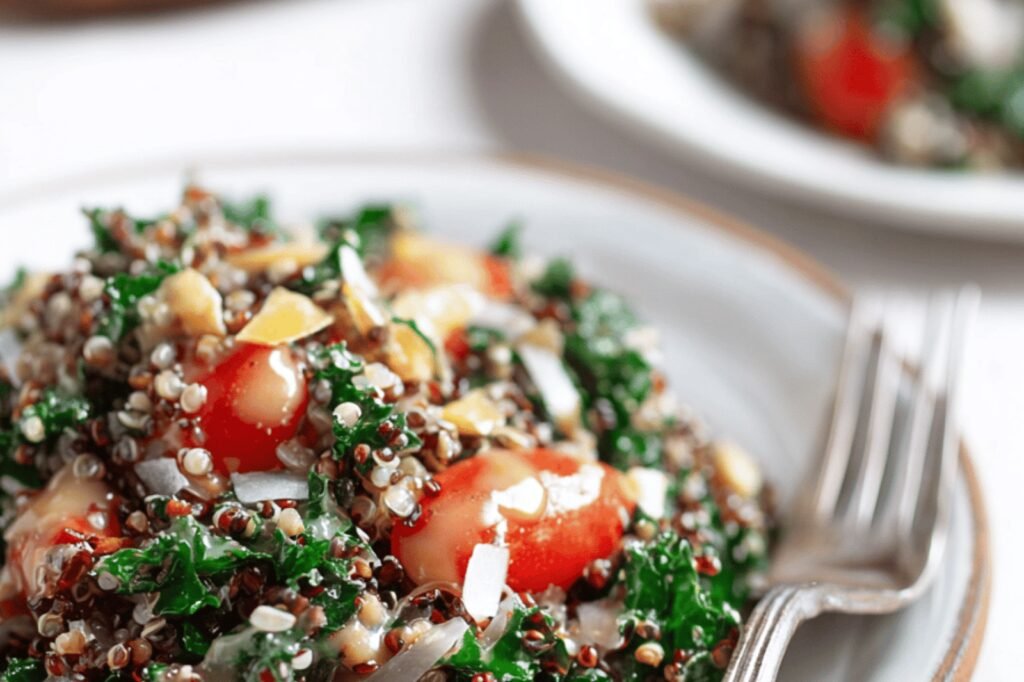 Hearty Kale and Quinoa Salad with Maple Tahini Dressing