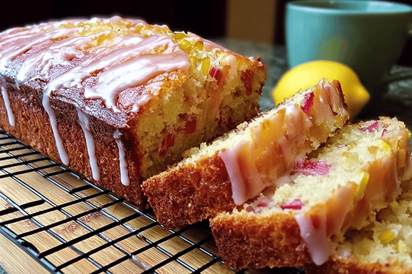 Lemon Rhubarb Loaf with Zesty Glaze