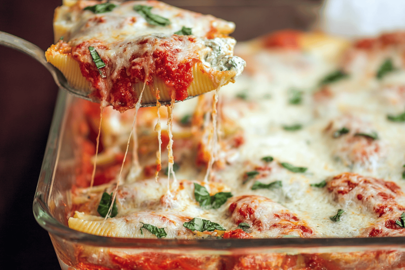 Mushroom Spinach Three-Cheese Stuffed Shells