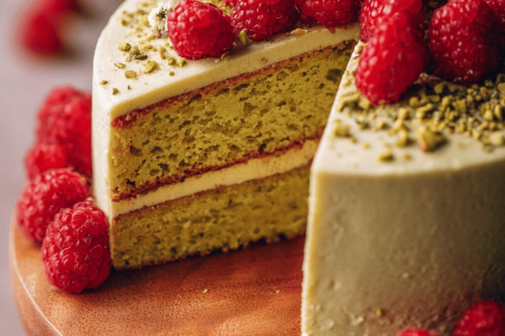 Pistachio Raspberry Cake for a Sweet Nutty Treat