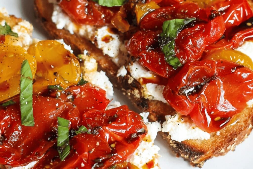 Roasted Tomato Caprese Cottage Cheese Toast